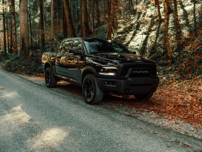 Dodge RAM in un bosco autunnale