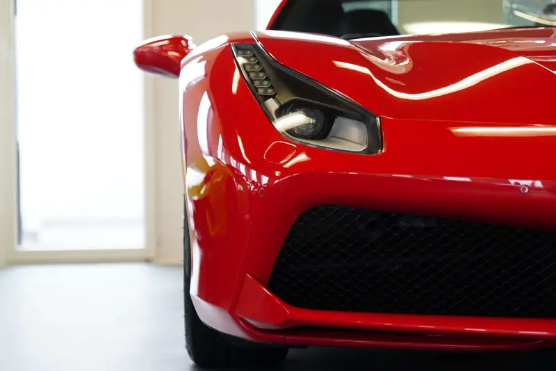 Front of a red Ferrari